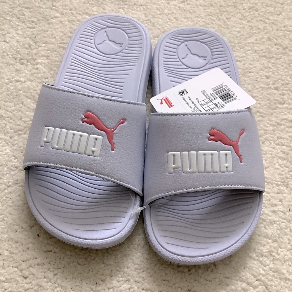 NWT Puma Kids Slide Sandals Light Purple and Pink 13